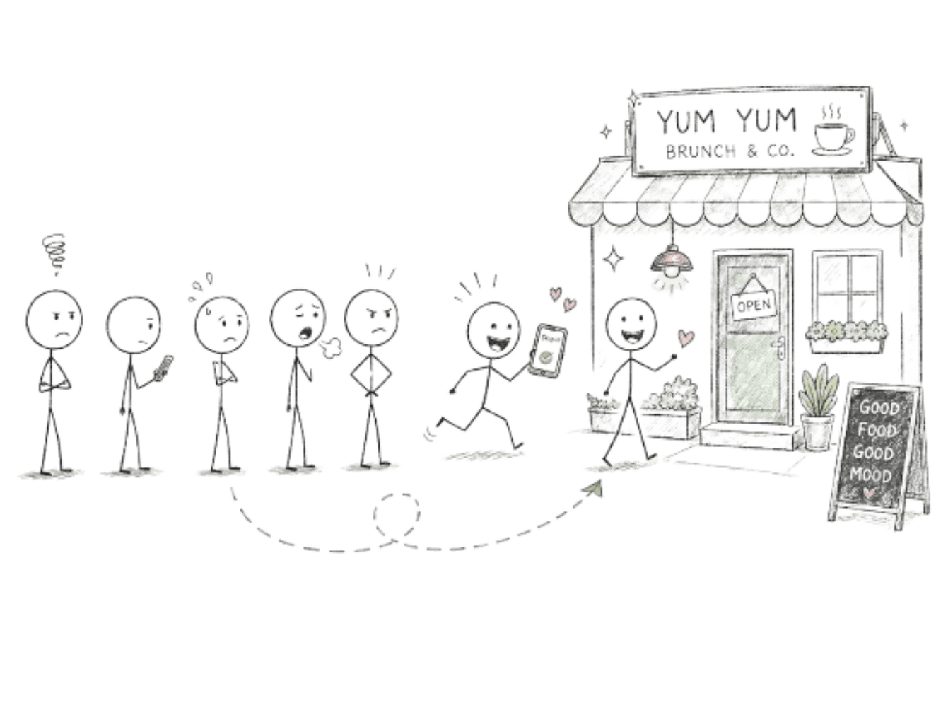 SkipIt Real-Time Queue App illustration